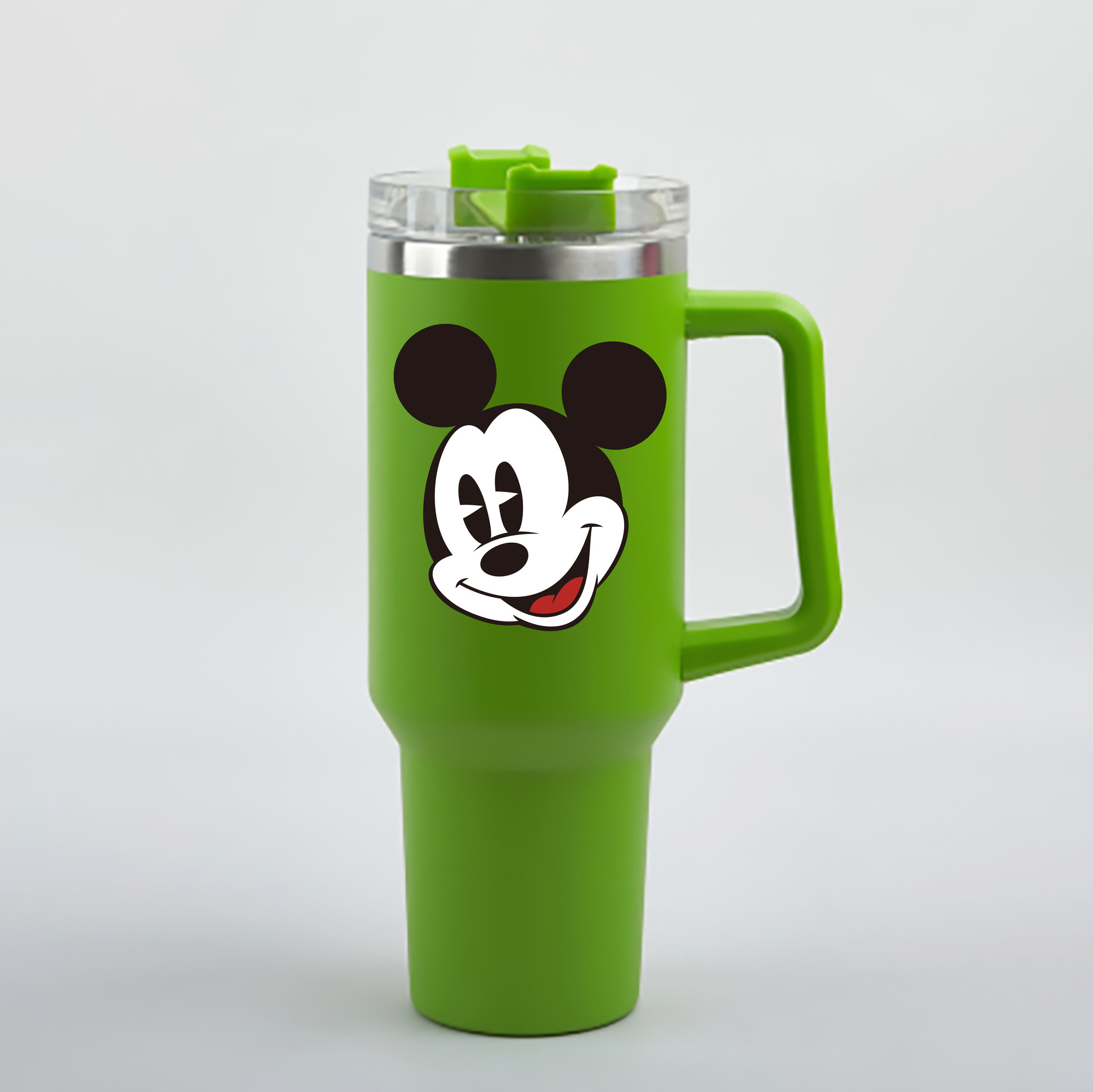 （画像用） ミッキーマウス Mickey Mouse 1200mL車用タンブラー - クリスタルステッカー（プラスチックストロー付き）